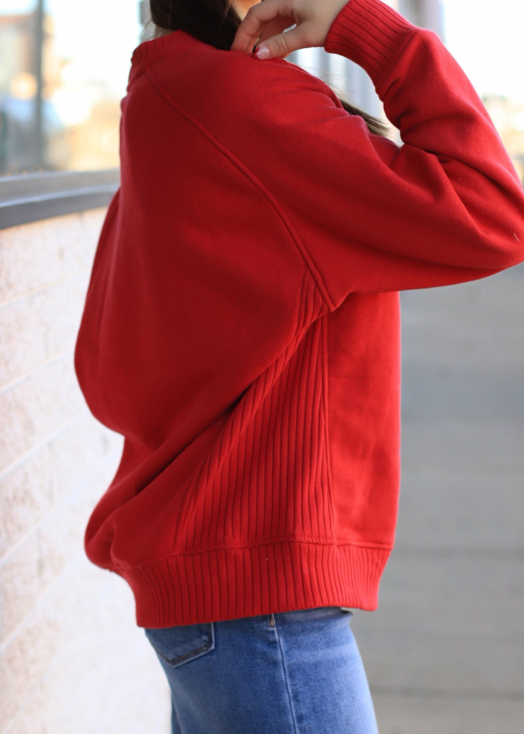 Dupita French Terry Crewneck in Red