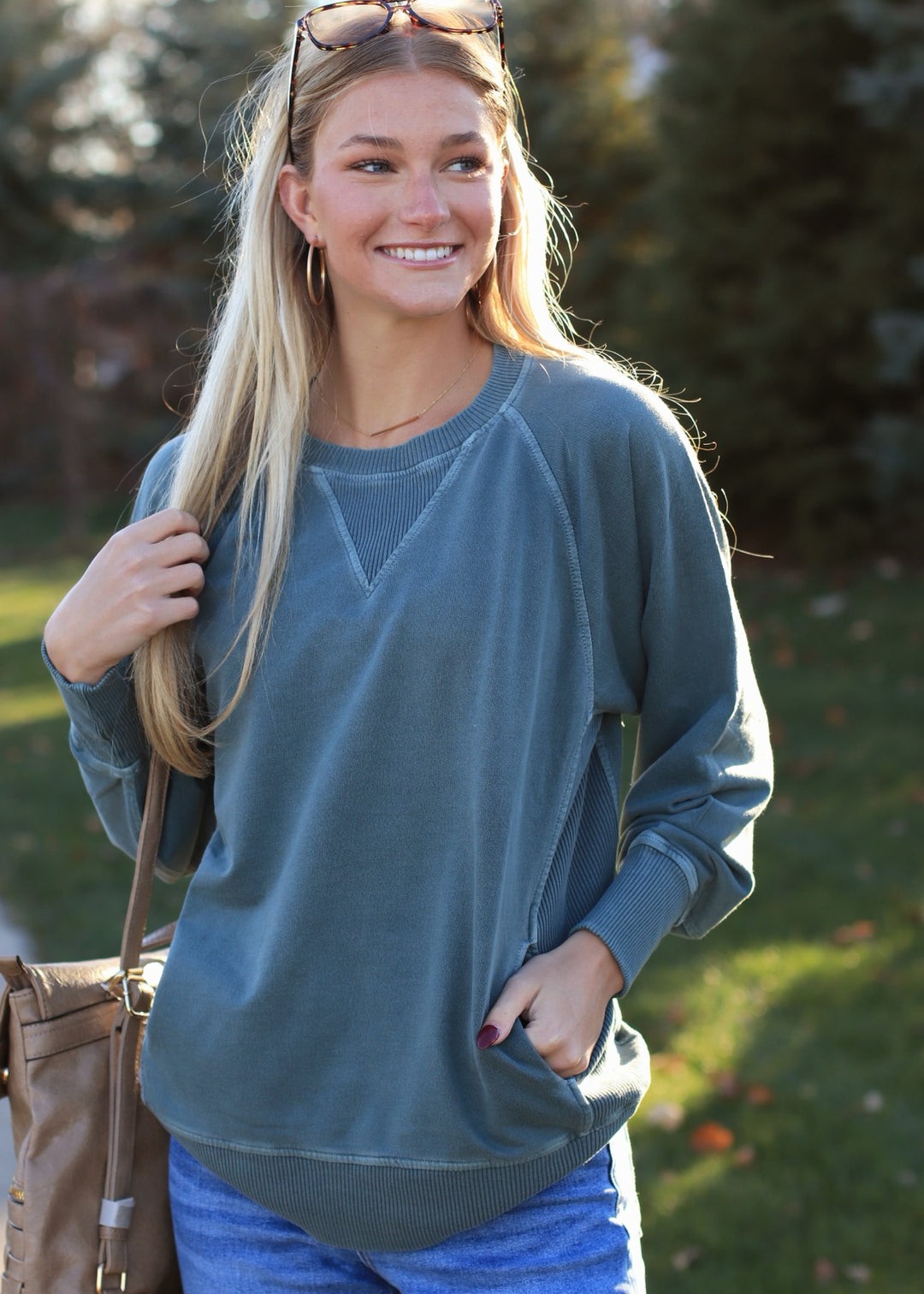 Pocket Pullover in Ash Jade