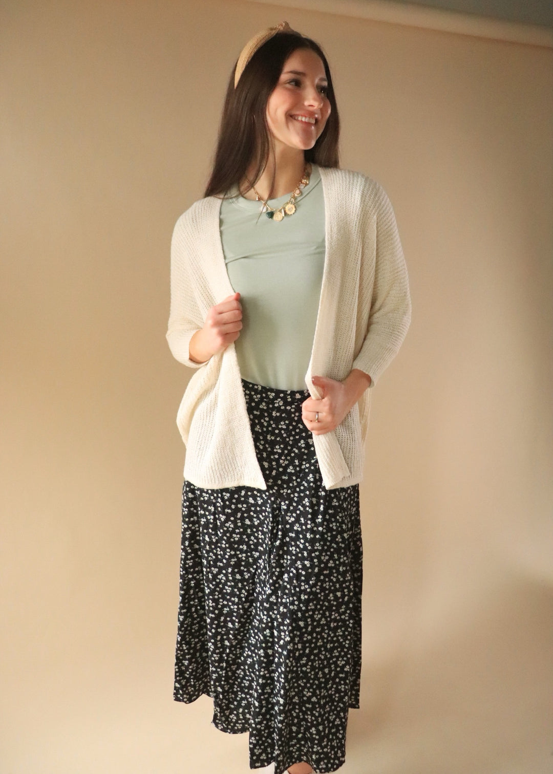 Dolman Open Front Cardigan in Ivory