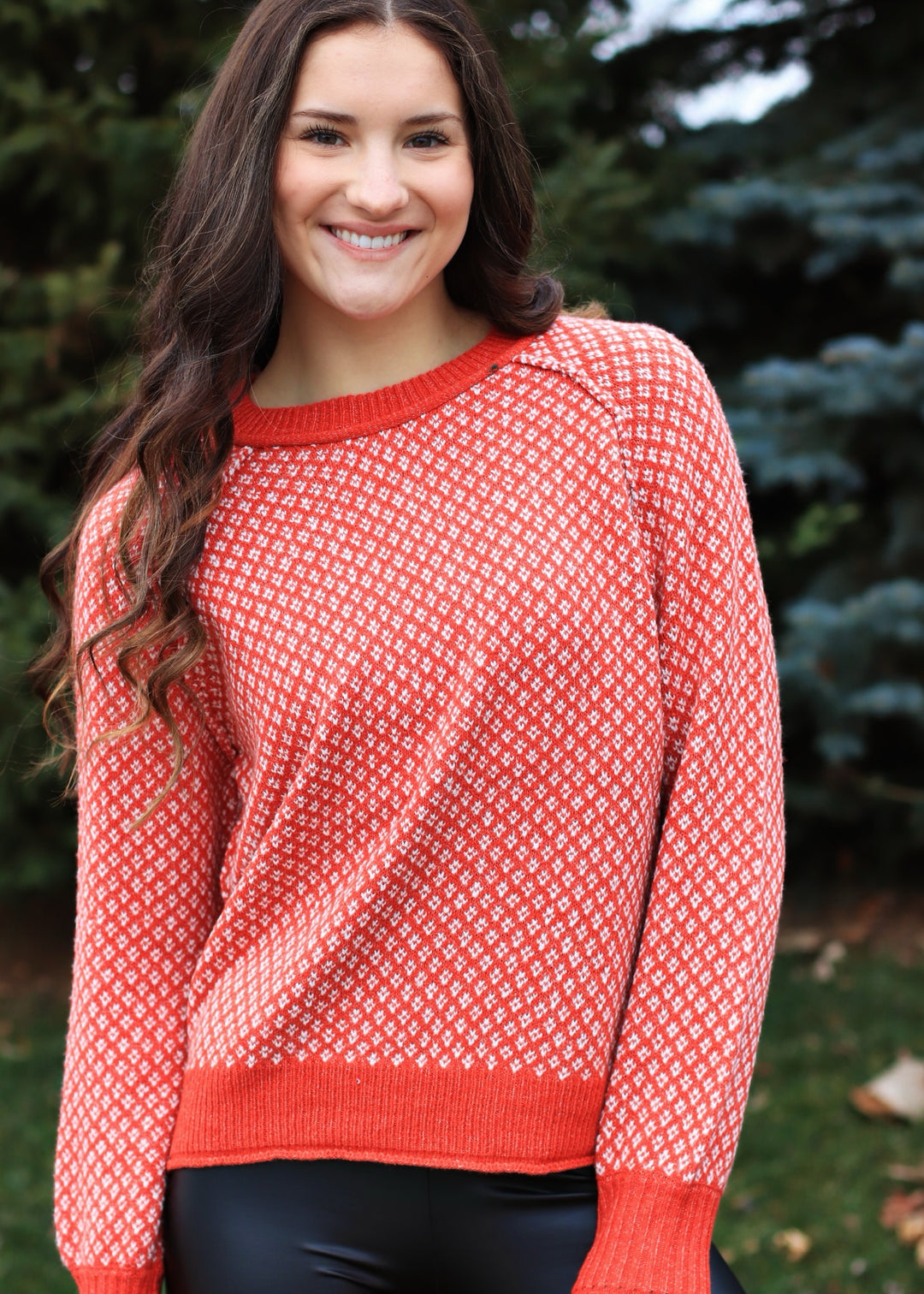 Diamond Texture Sweater in Red