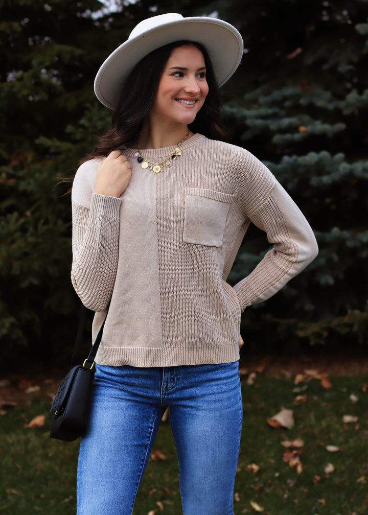 Yasmine Textured Crew Neck Sweater