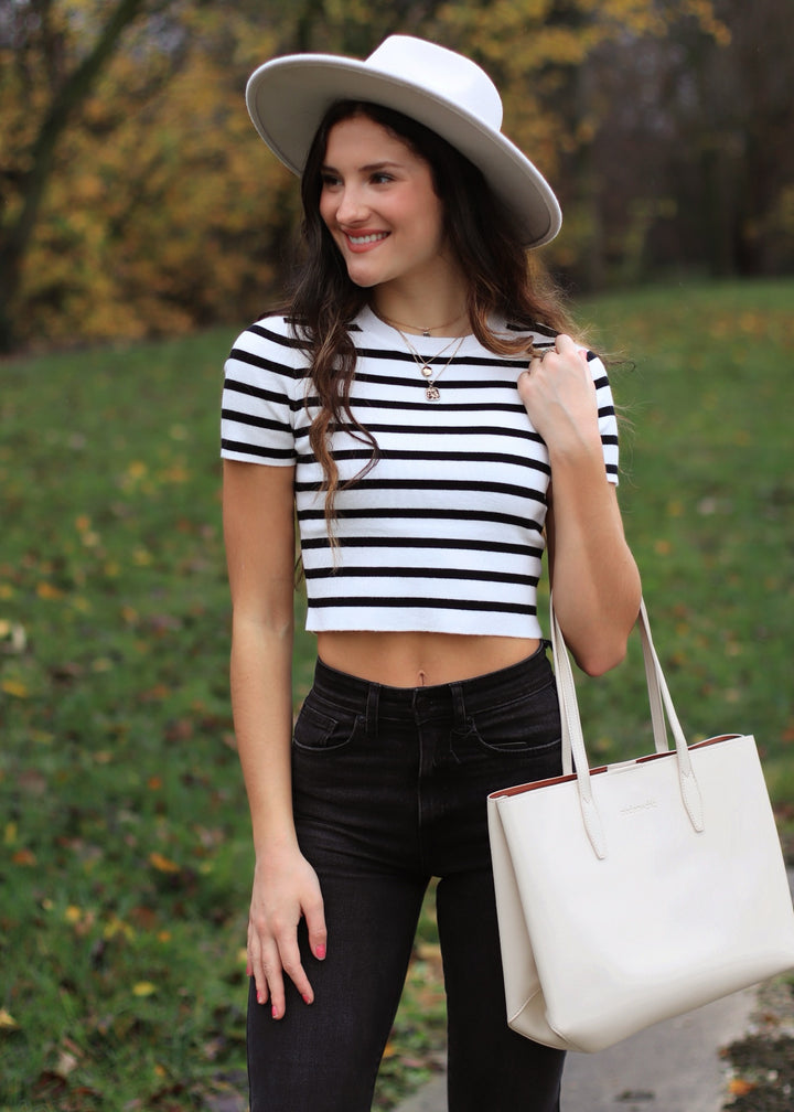 Kari Striped Knit Crop Top