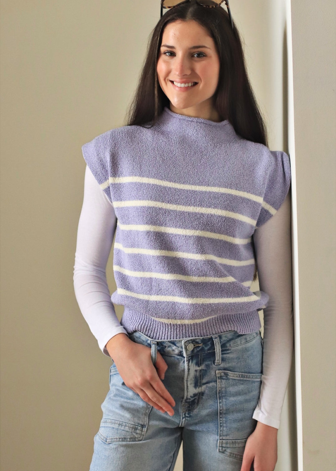 Lilac Stripe Sweater Top