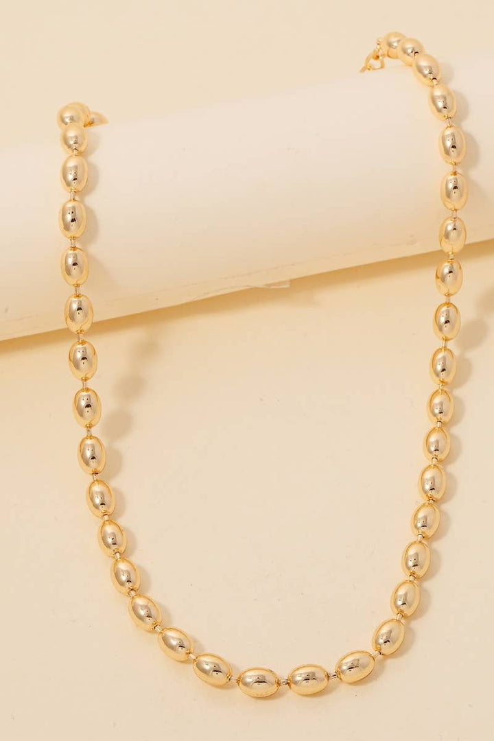 Metallic Round Oval Beaded Necklace