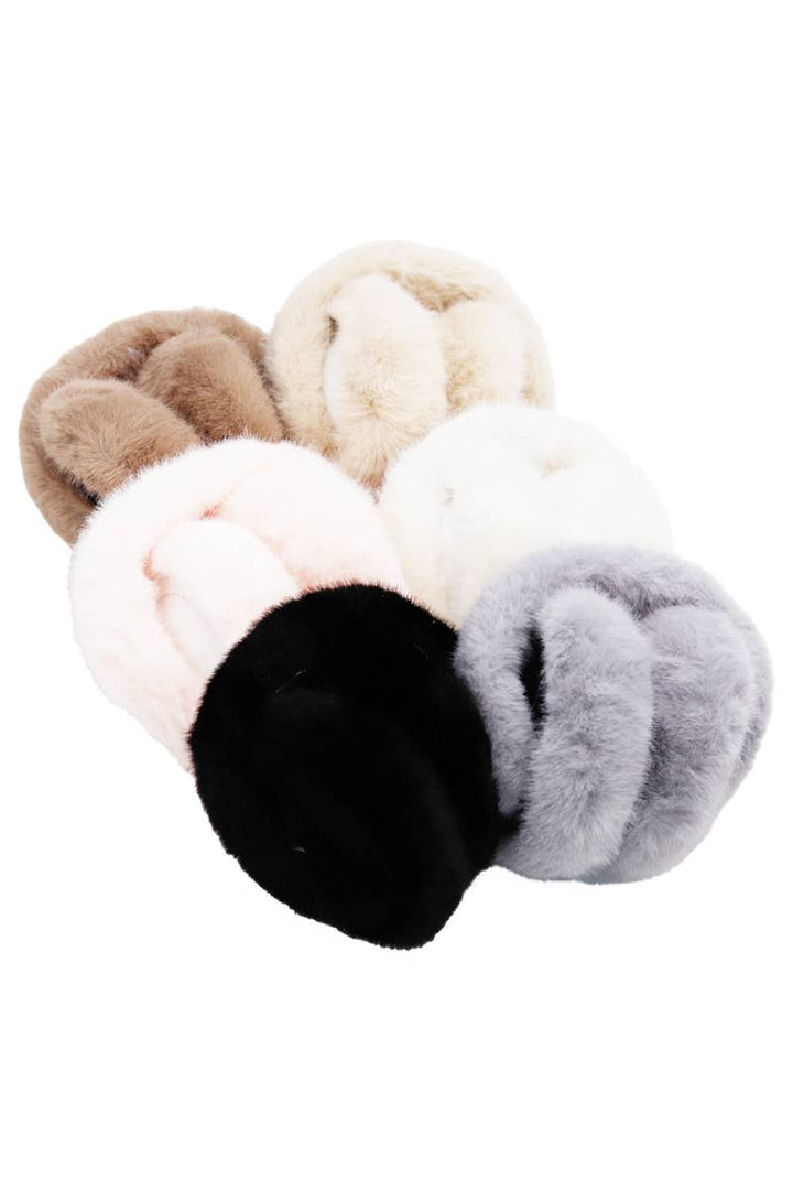 DOORBUSTER Fluffy Faux Fur Foldable Winter Earmuffs