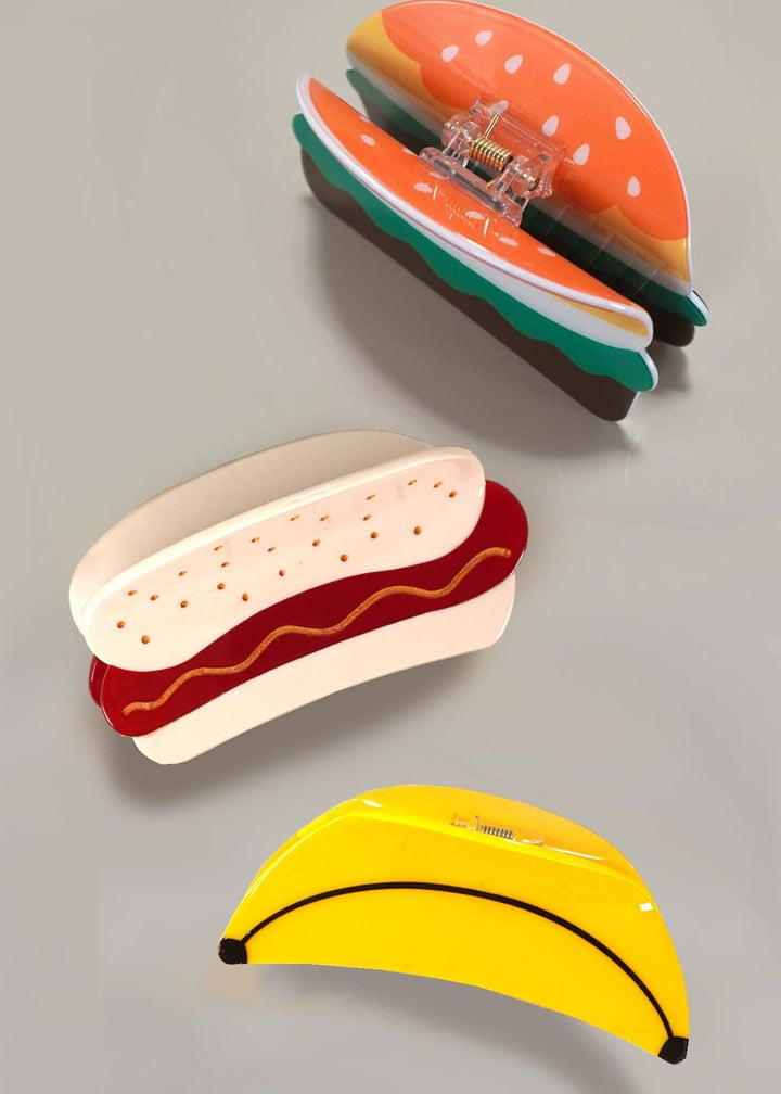 JUMBO LEMONADE BANANA HAMBURGER HAIR CLAW CLIPS