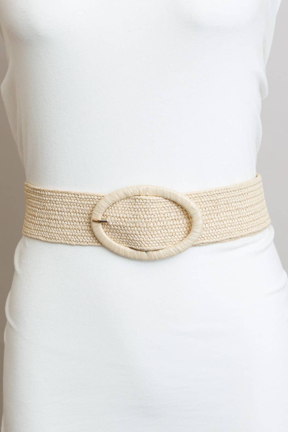 Raffia Oval Buckle Belt