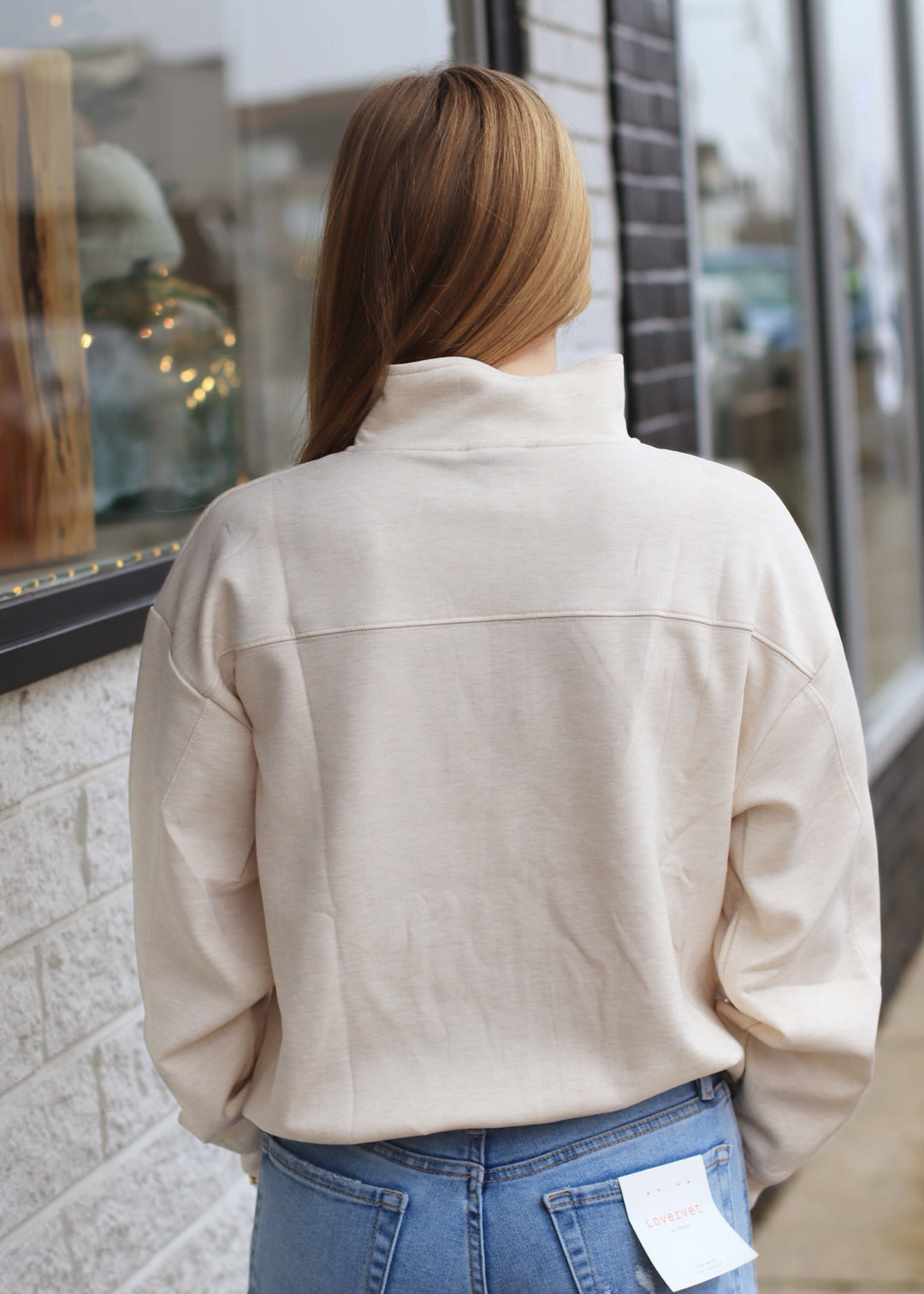 Scuba Half Zip Pullover in Heather Beige