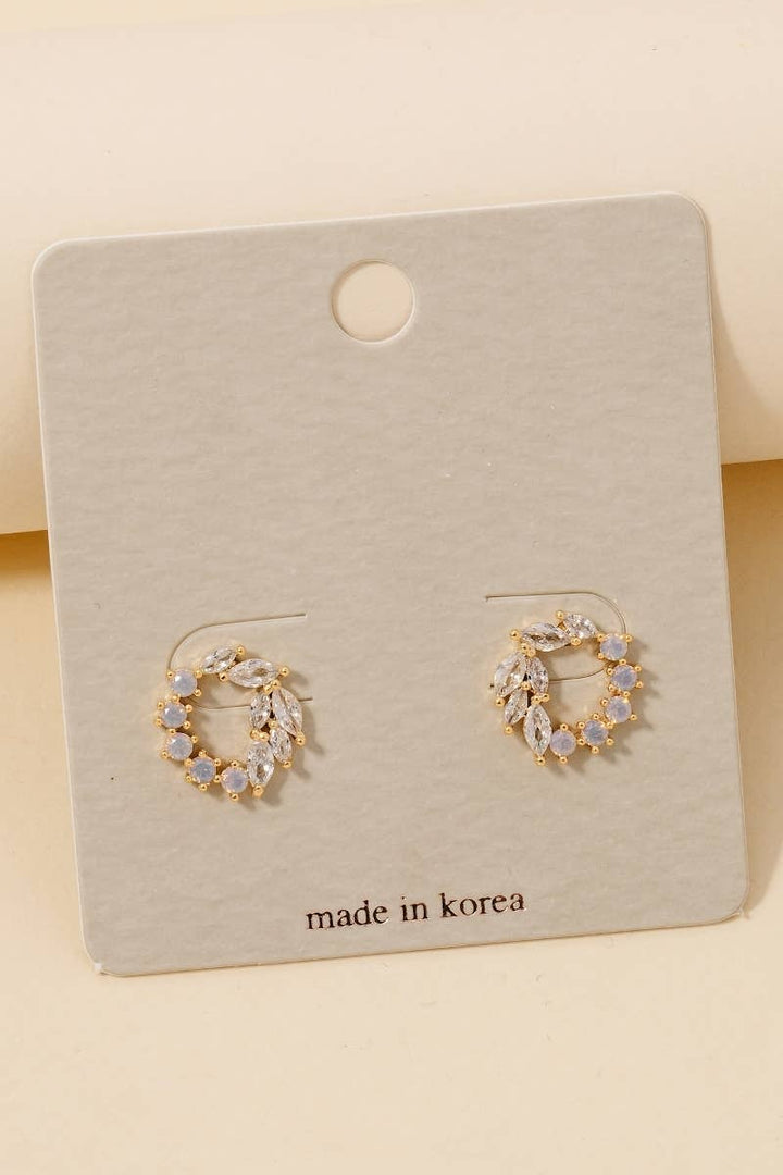 Mixed Cz Cluster Hoop Stud Earrings