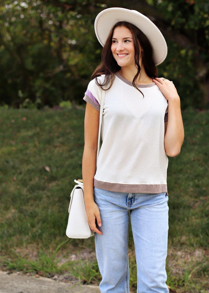 CLEARANCE FINAL SALE Cormac Ribbed Top in Cream