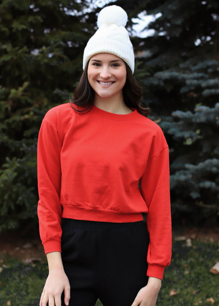 Pax Crop Sweatshirt in Red