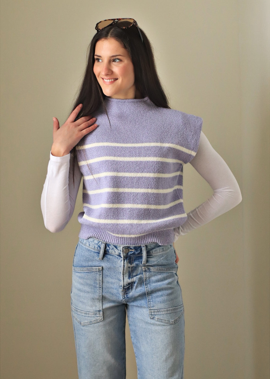 Lilac Stripe Sweater Top