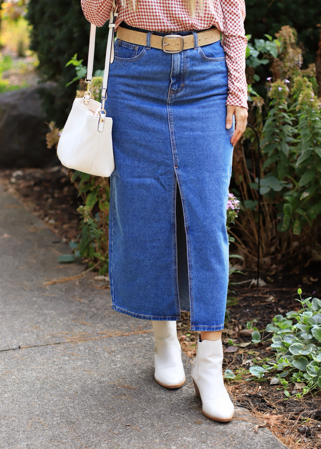 Winnie Denim Midi Skirt w/ Slit