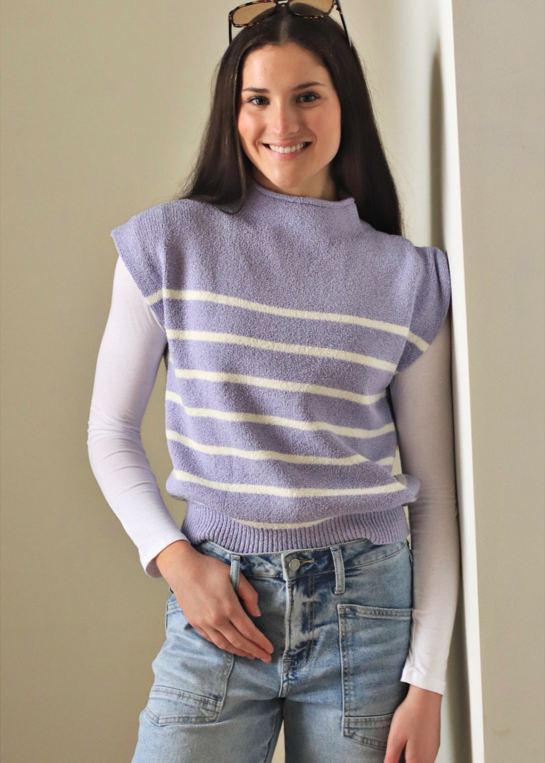 Lilac Stripe Sweater Top