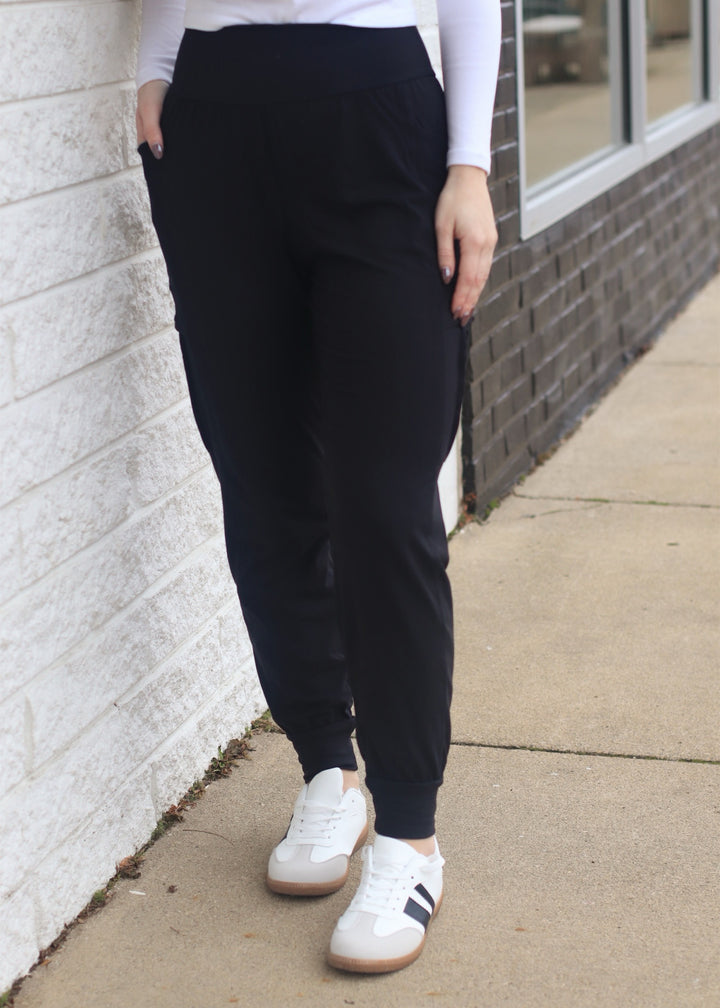 Butter Soft Joggers w/ Side Pockets in Black