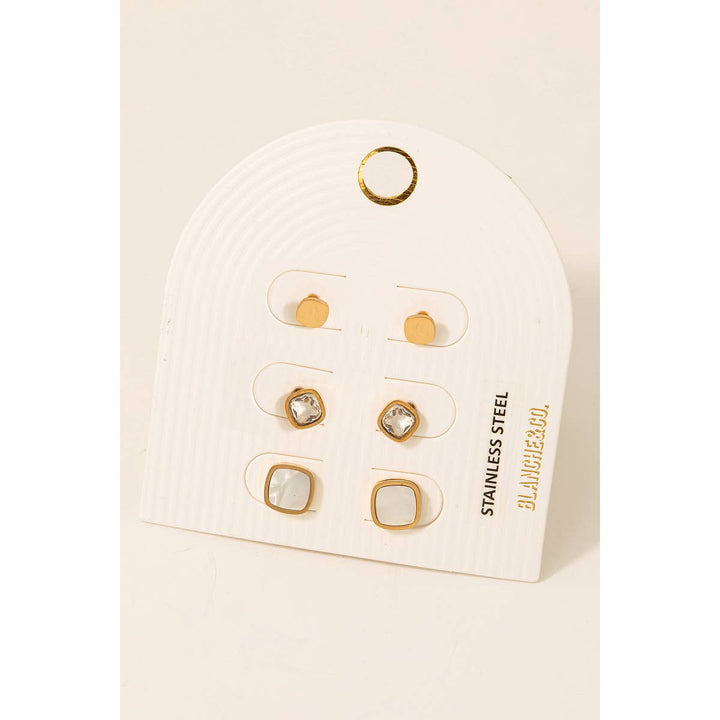 Stainless Steel Mixed Stud Earrings Set