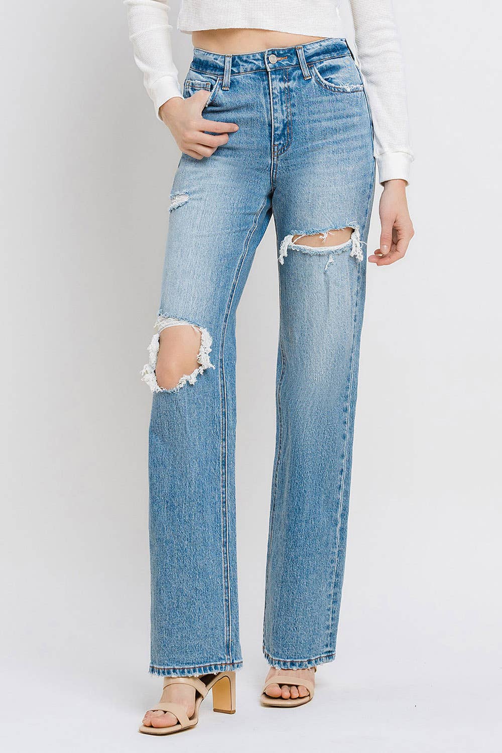 Satisfying Super High Rise Straight Denim Jeans