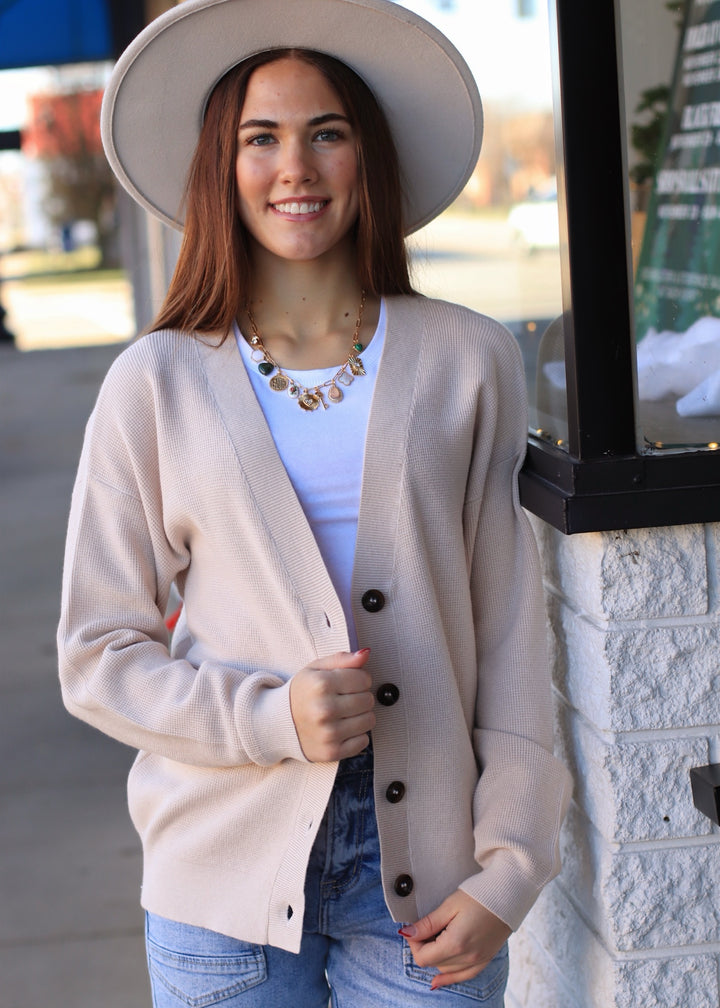 Mae Cardigan in Sand Beige