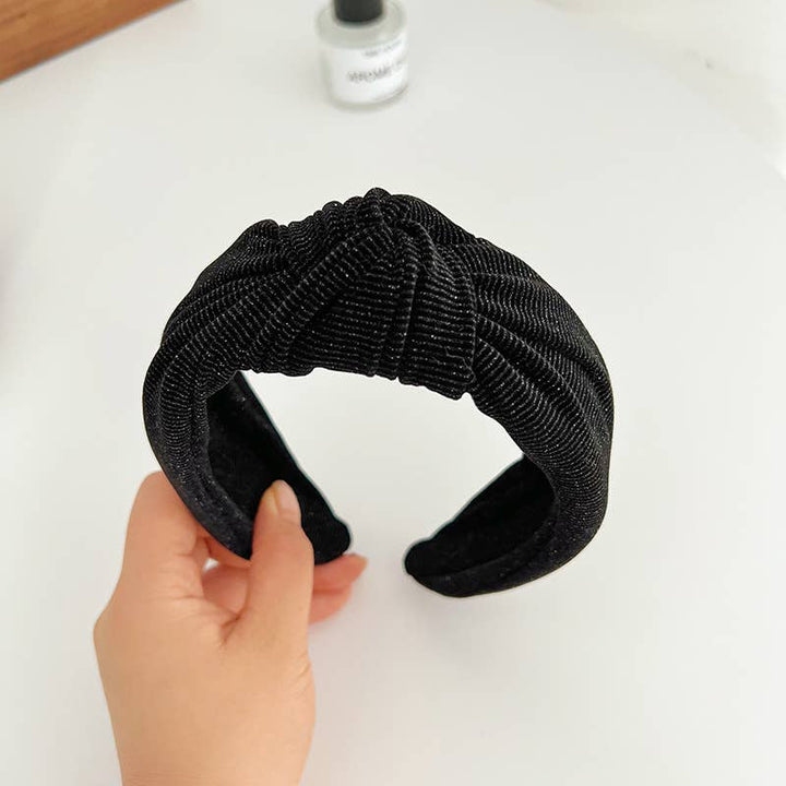 Fall Corduroy Metallic Detail Wide Knot Headband