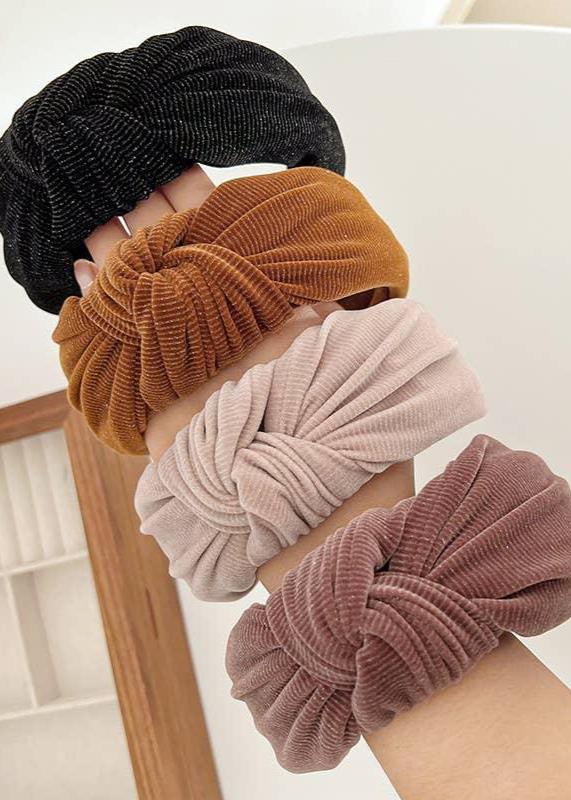 Fall Corduroy Metallic Detail Wide Knot Headband