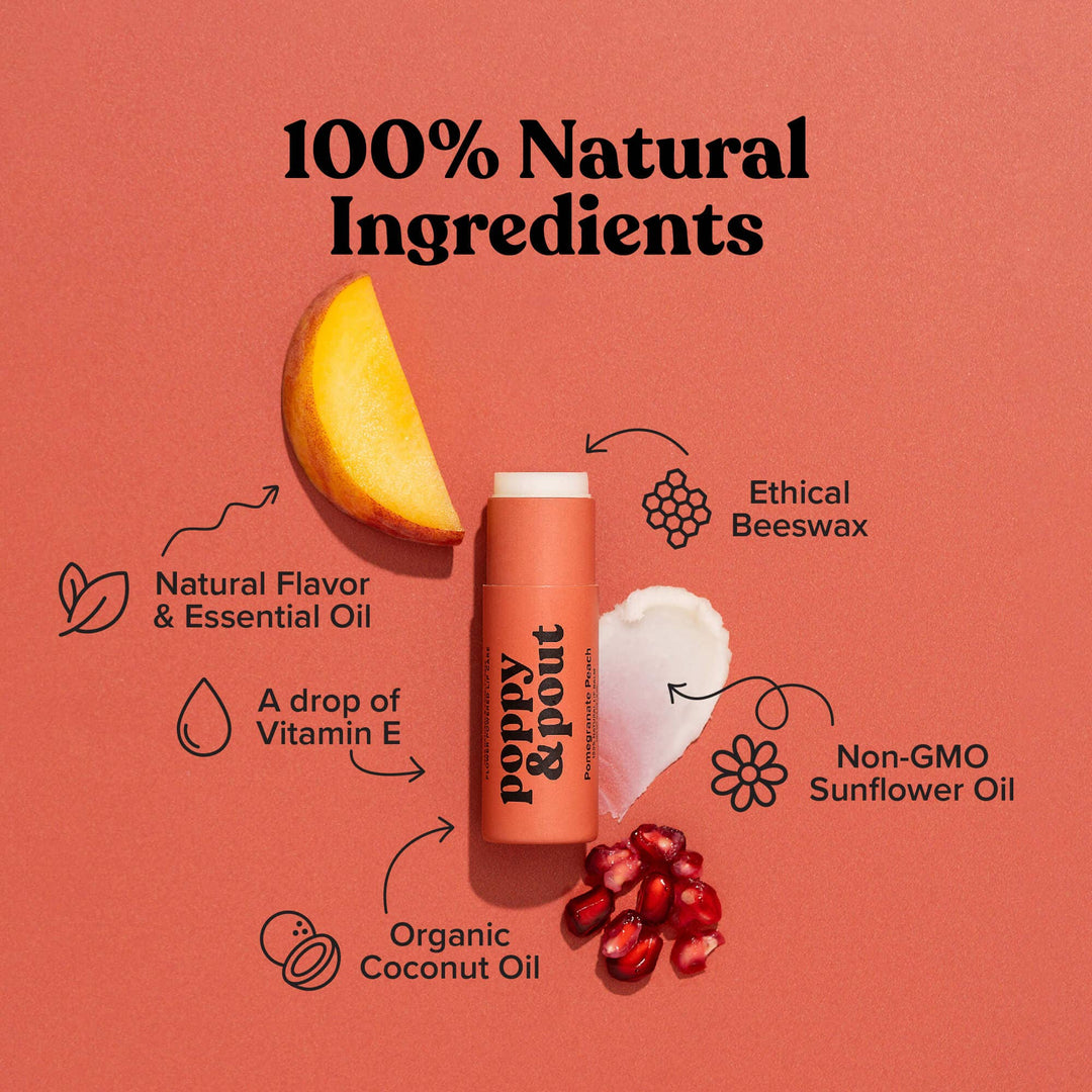 Poppy & Pout Lip Balm in Pomegranate Peach