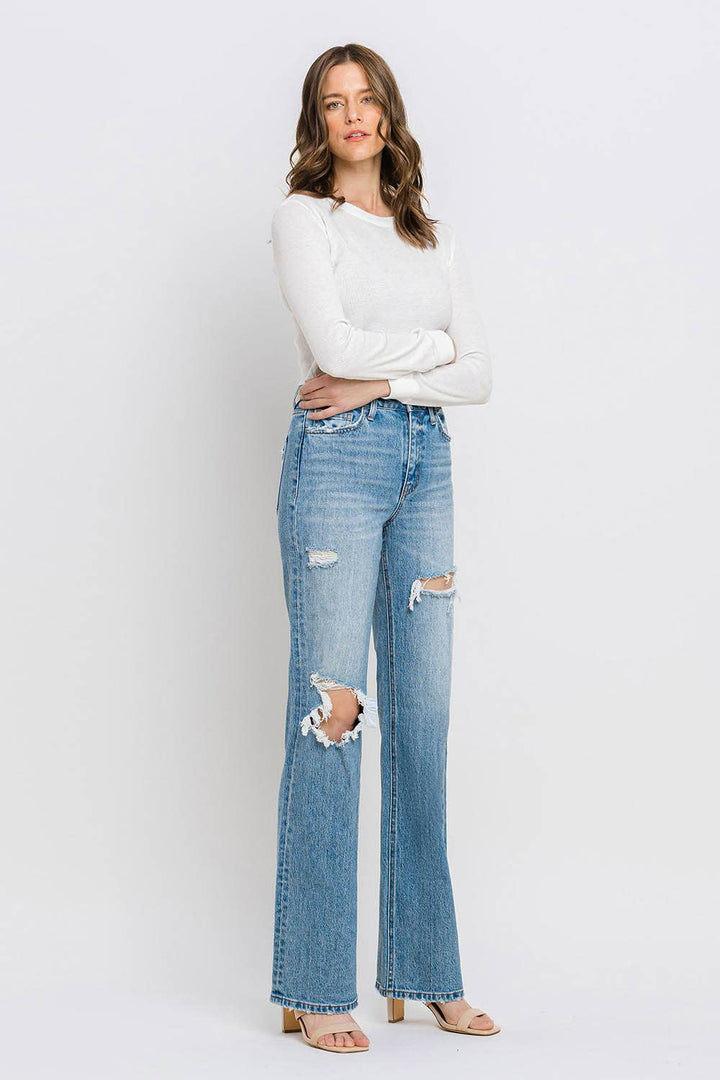 Satisfying Super High Rise Straight Denim Jeans