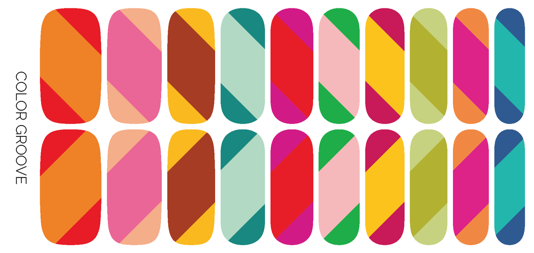 Color Groove | Retro Color Block French Tip Nail Sticker Set