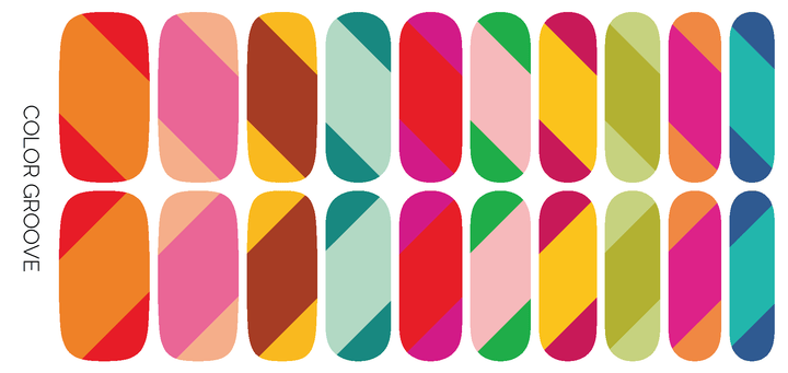 Color Groove | Retro Color Block French Tip Nail Sticker Set