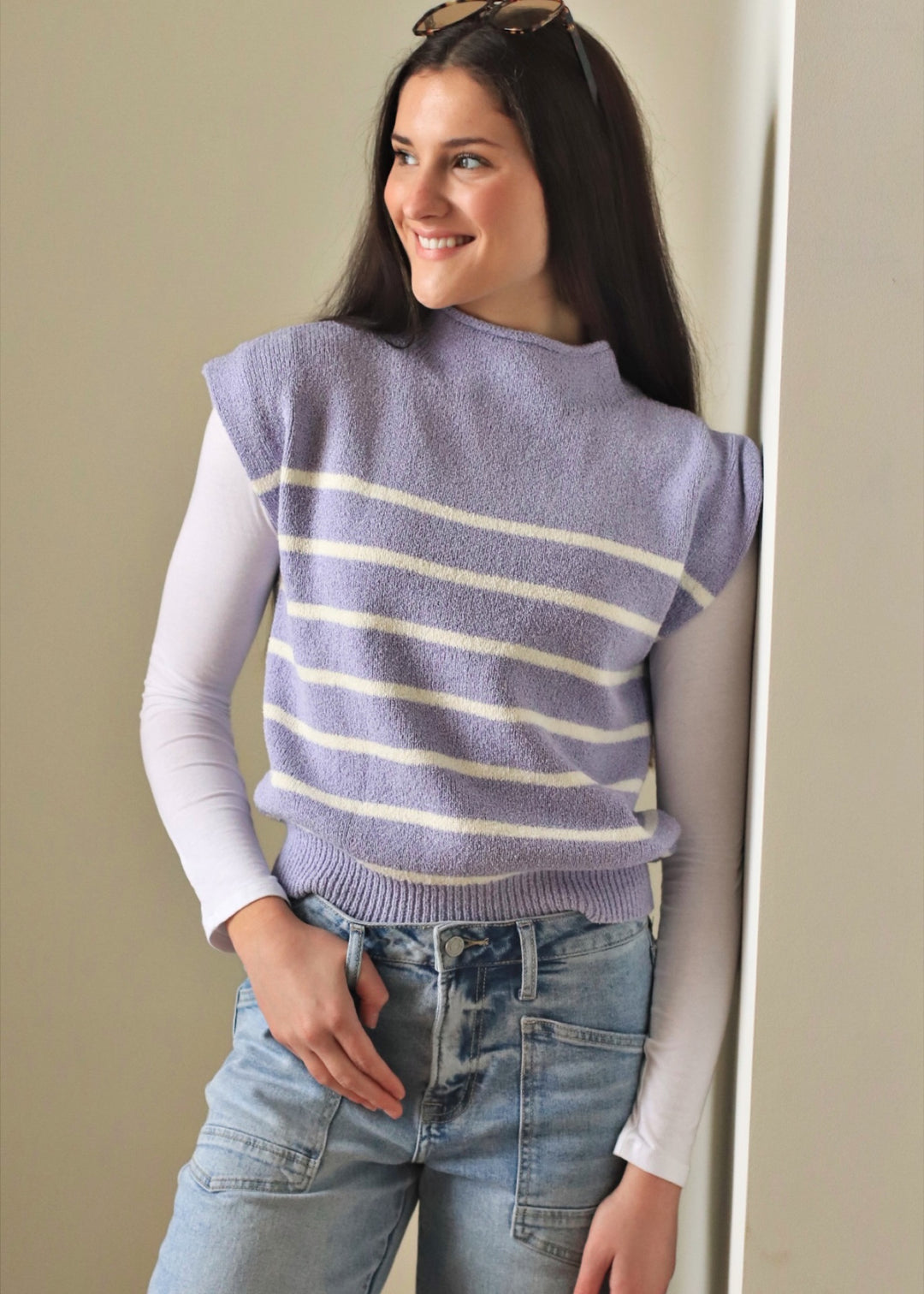 Lilac Stripe Sweater Top