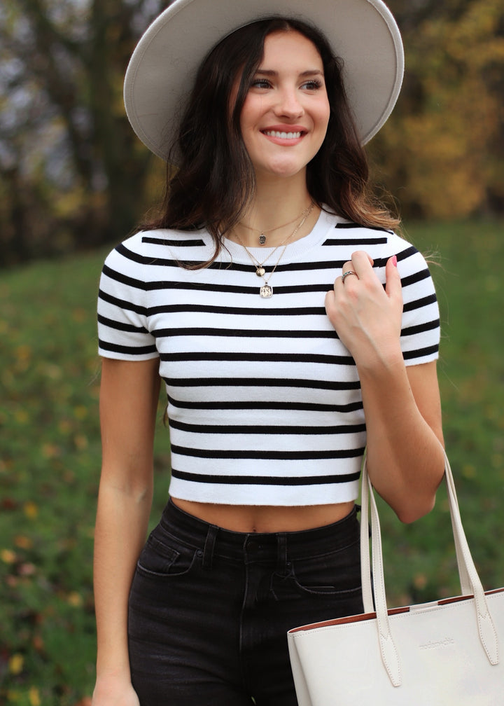 Kari Striped Knit Crop Top