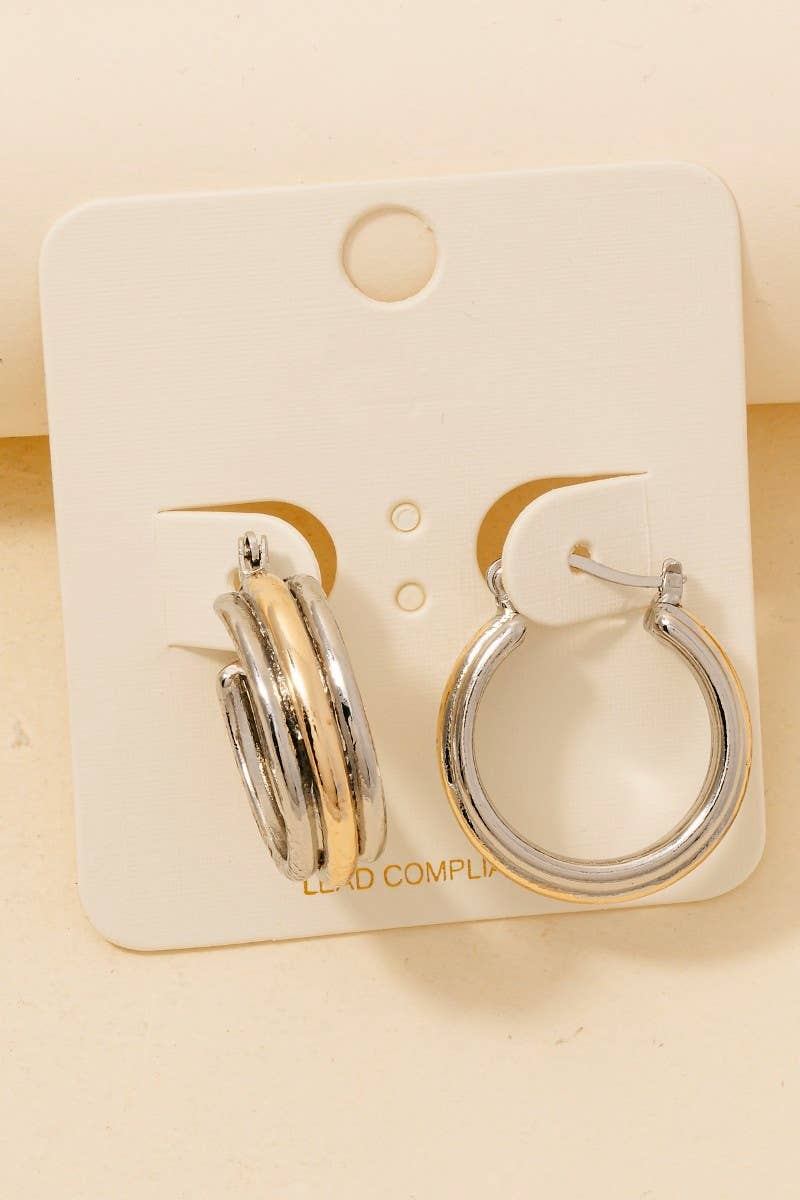 Triple Layered Latch Hoop Earrings