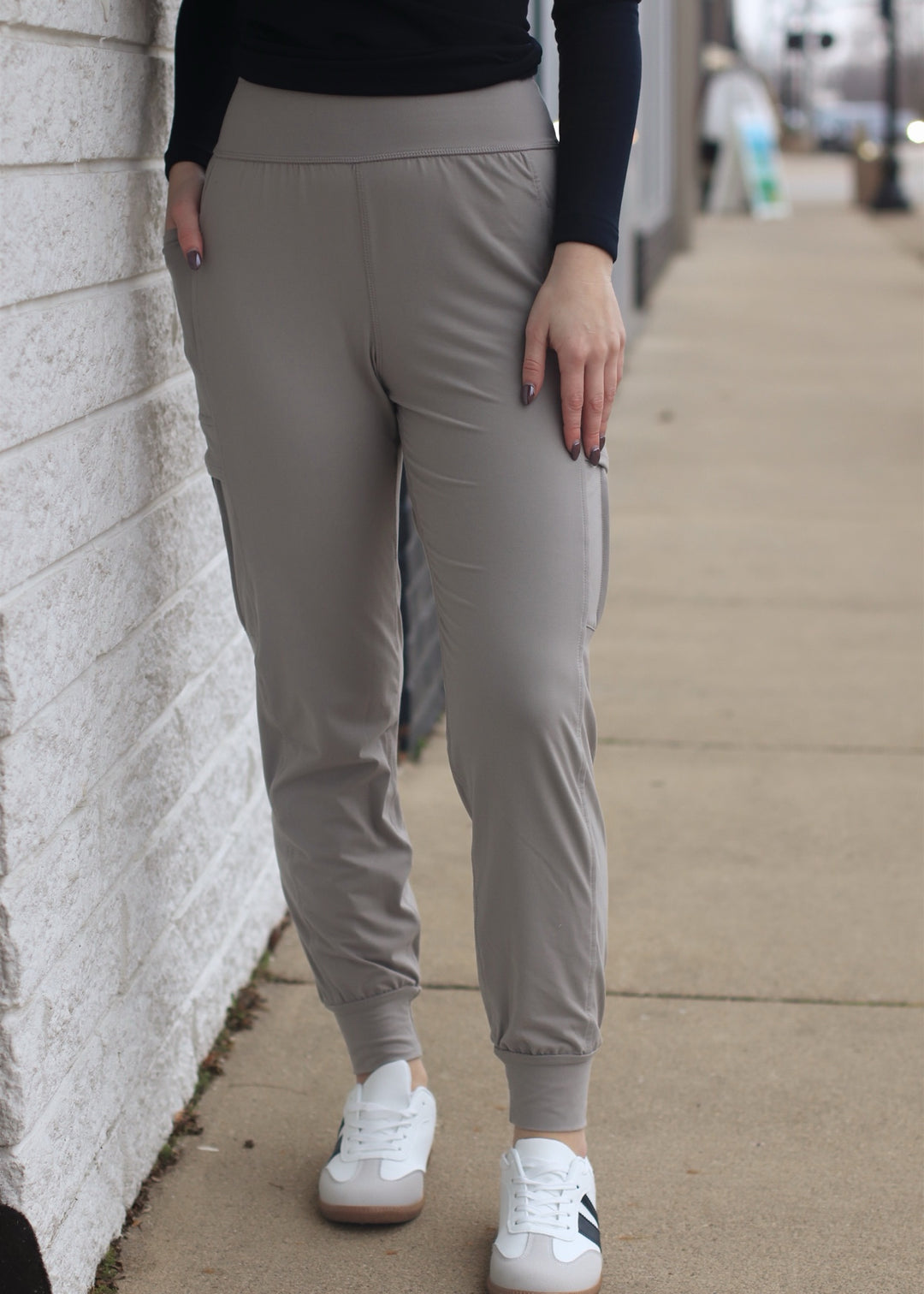 Butter Soft Joggers w/ Side Pockets in Stone Taupe