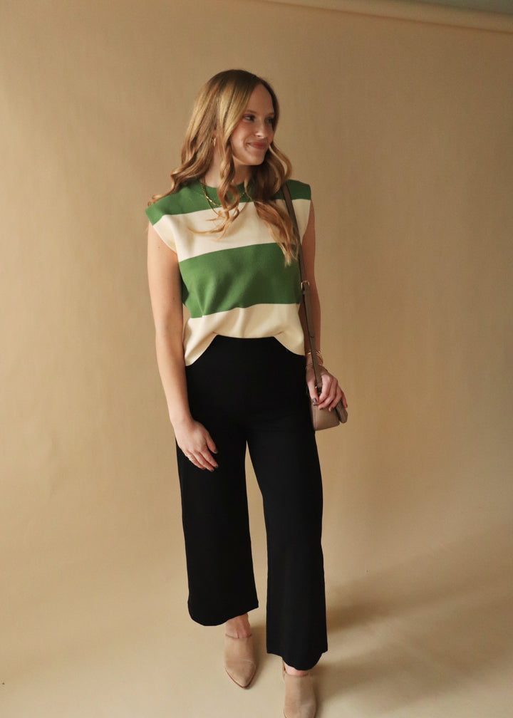 Addison Striped Sweater in Basil