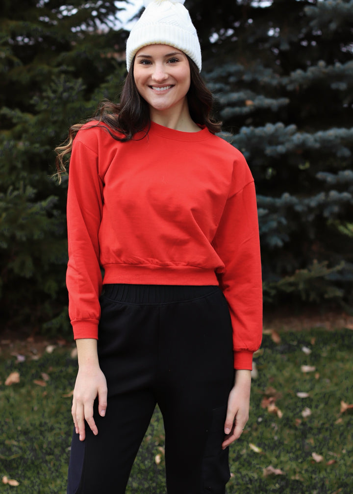 Pax Crop Sweatshirt in Red