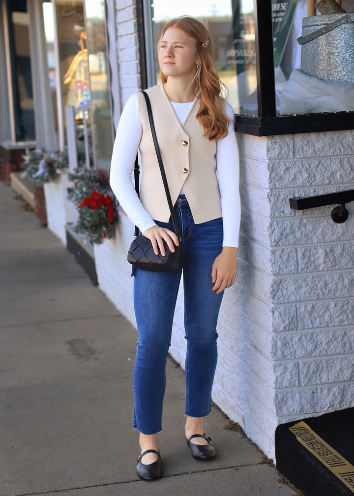 Faith Button Knit Sweater Vest