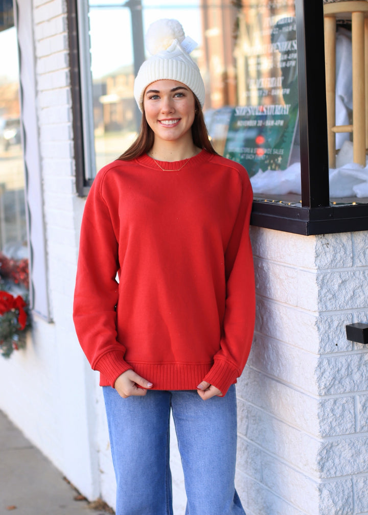 Dupita French Terry Crewneck in Red