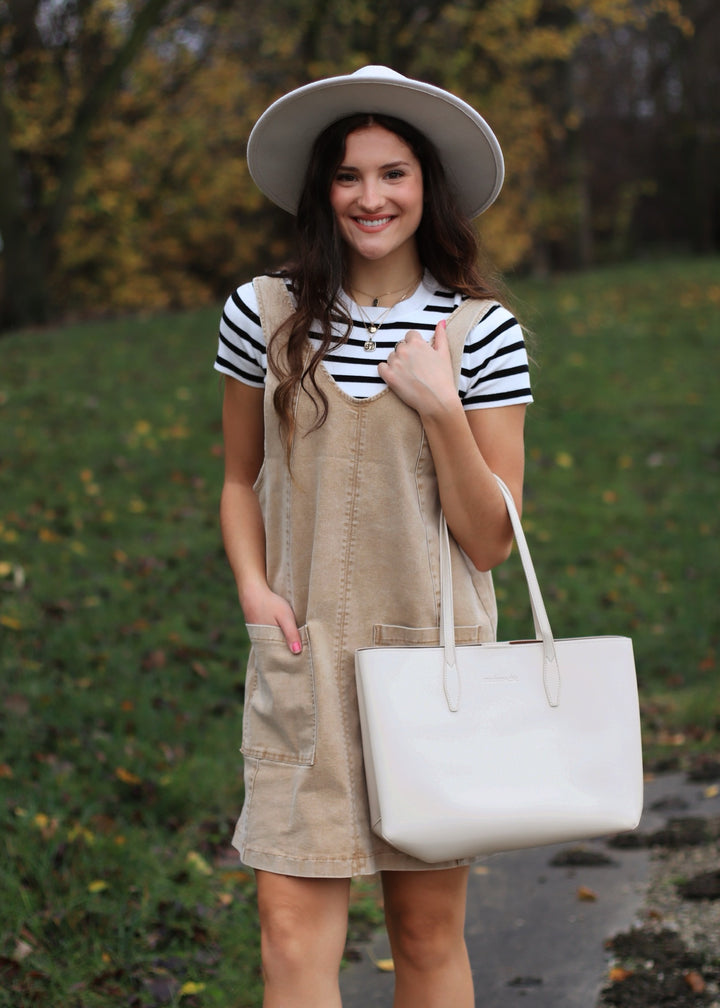 Cameron Stretched Denim Overall Mini Dress