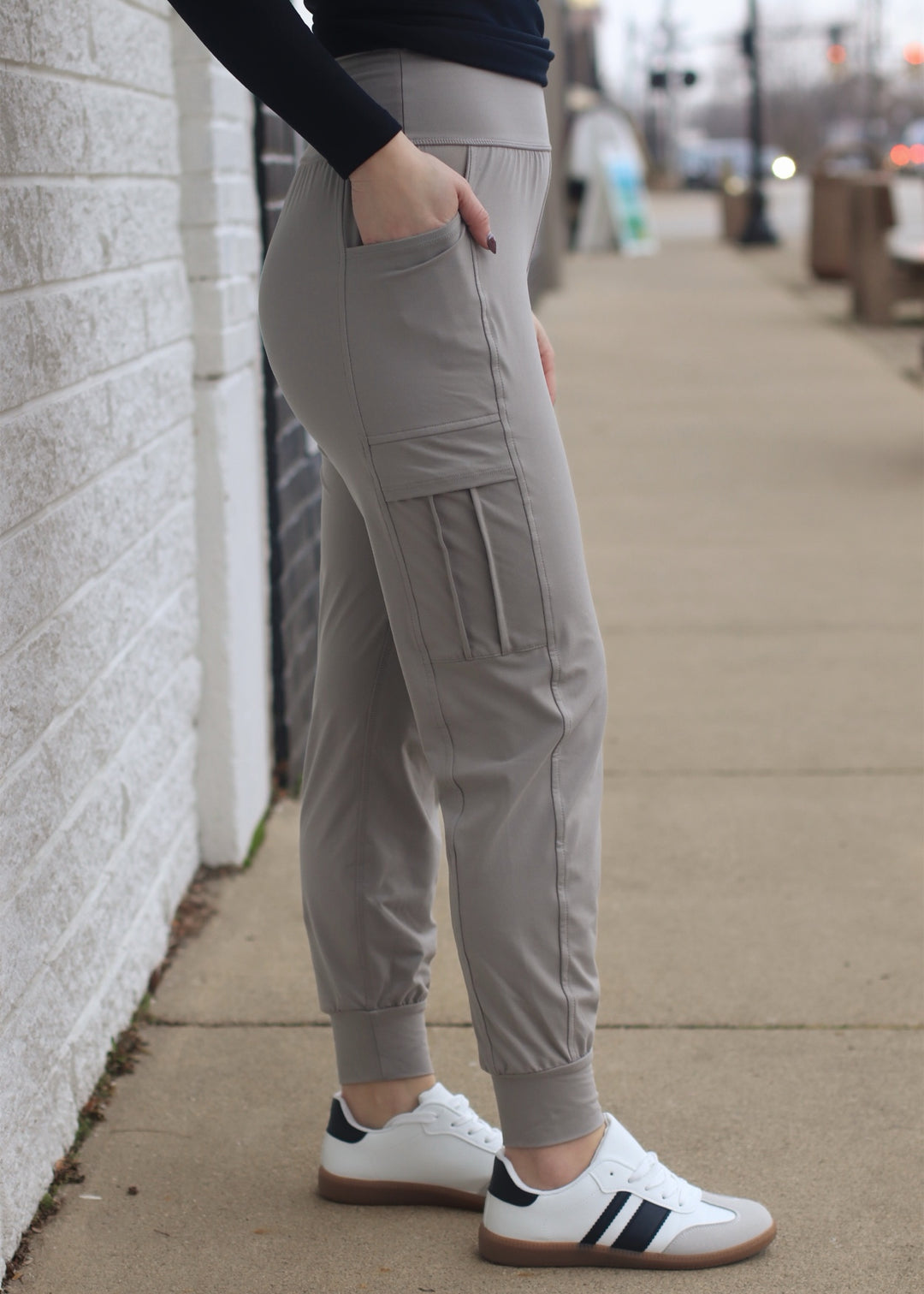 Butter Soft Joggers w/ Side Pockets in Stone Taupe