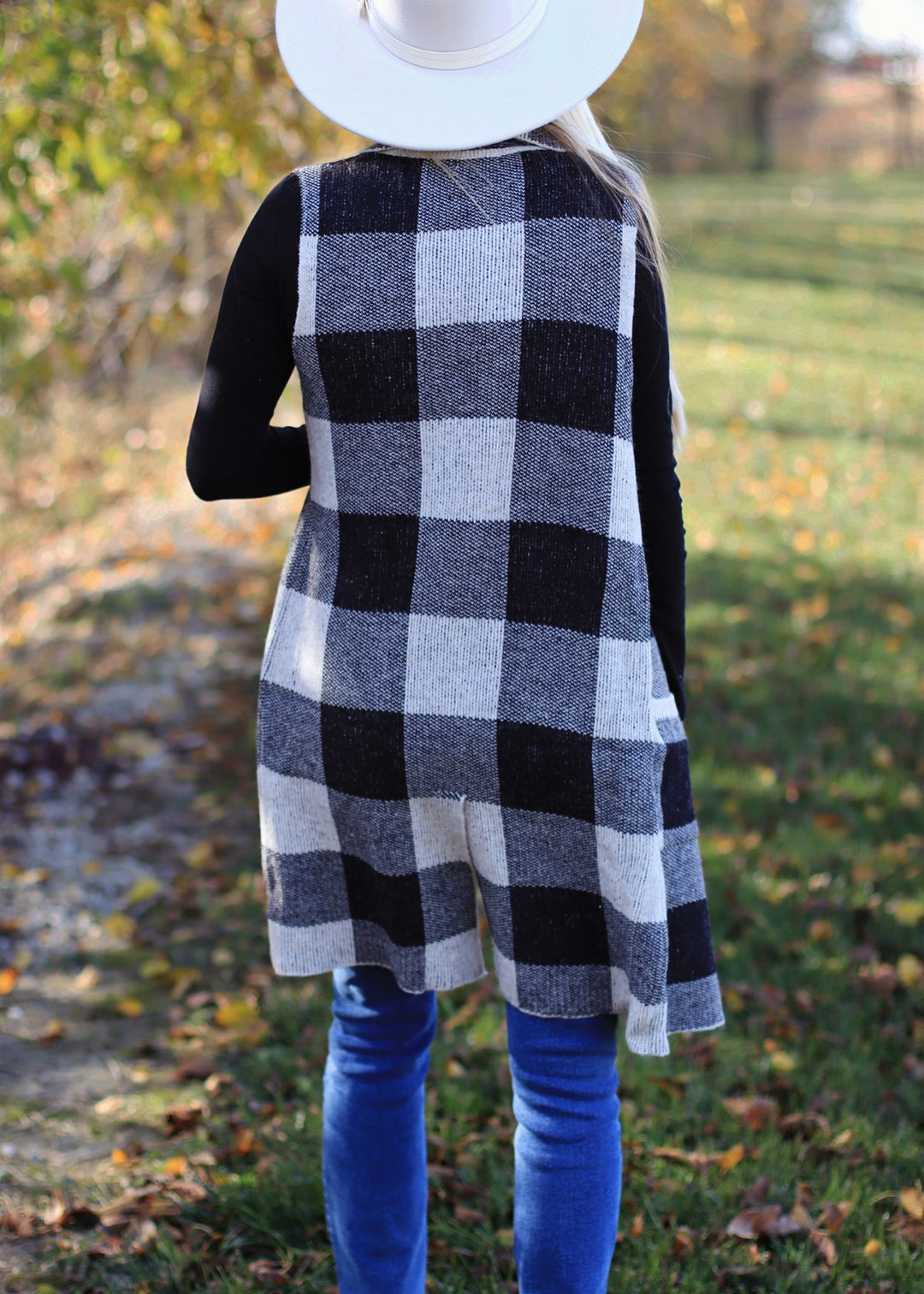 'Tis the Season Vest in Buffalo Plaid  Black