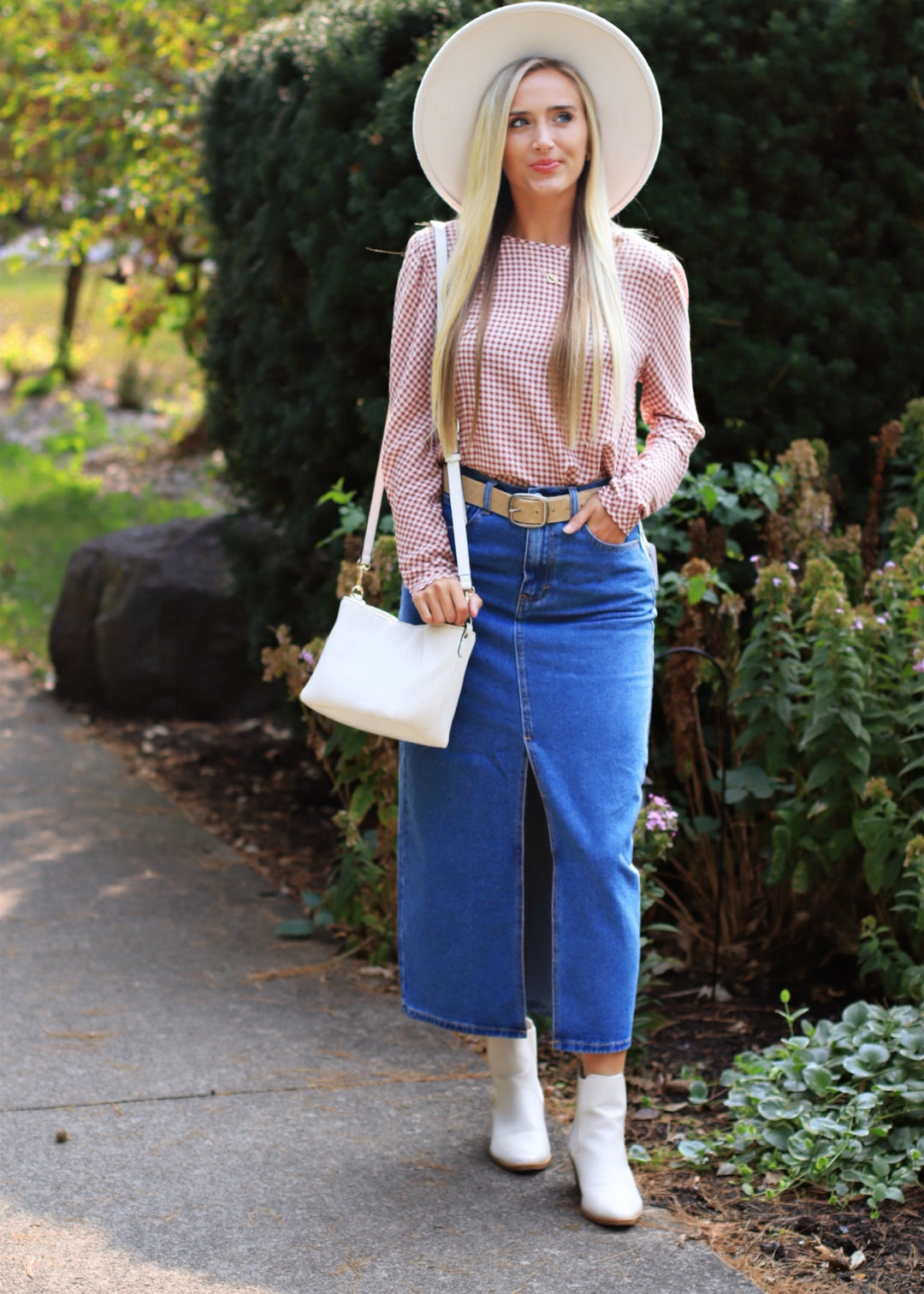 Winnie Denim Midi Skirt w/ Slit