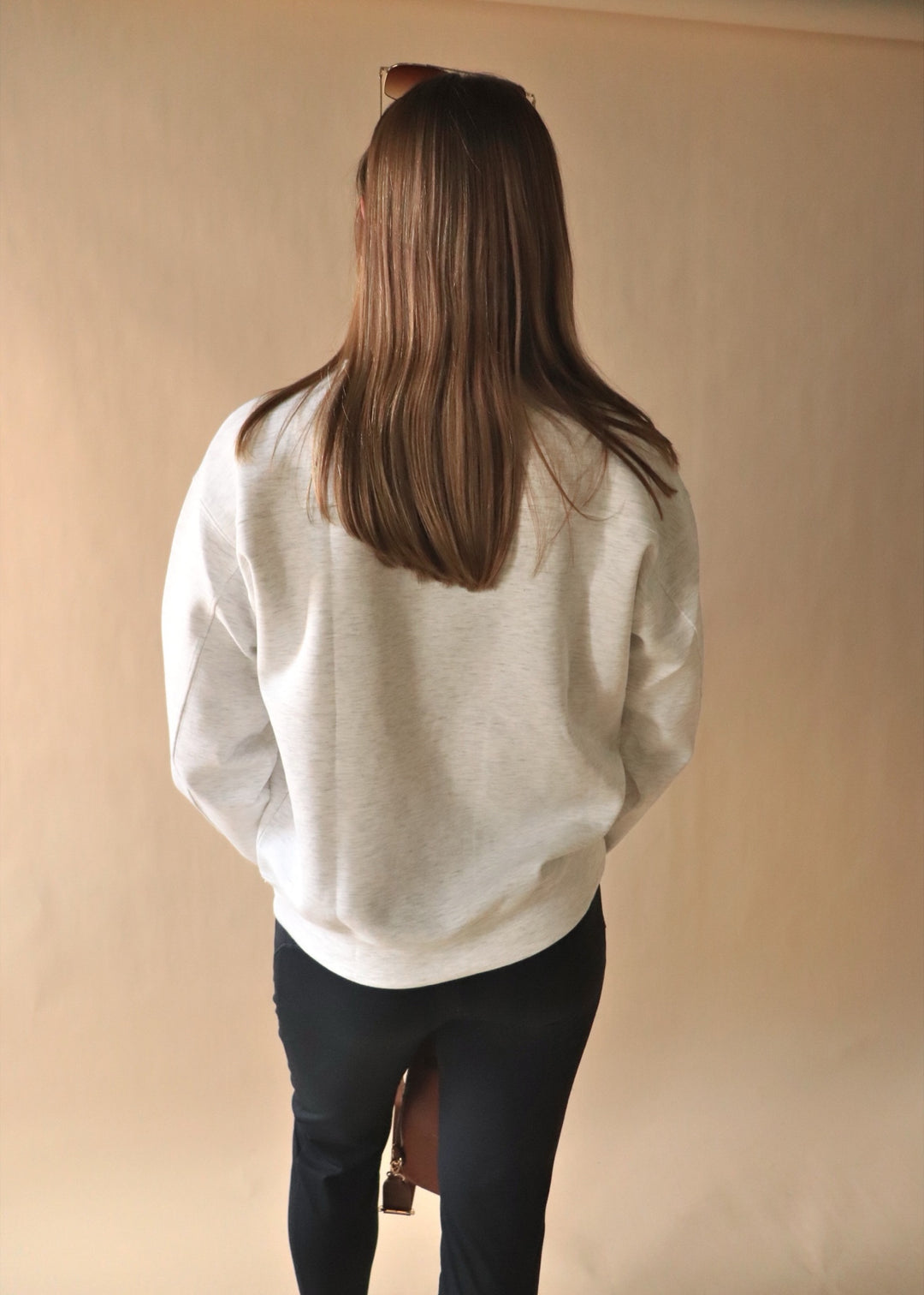 The Kelly Scuba Mock Neck Pullover in Light HG