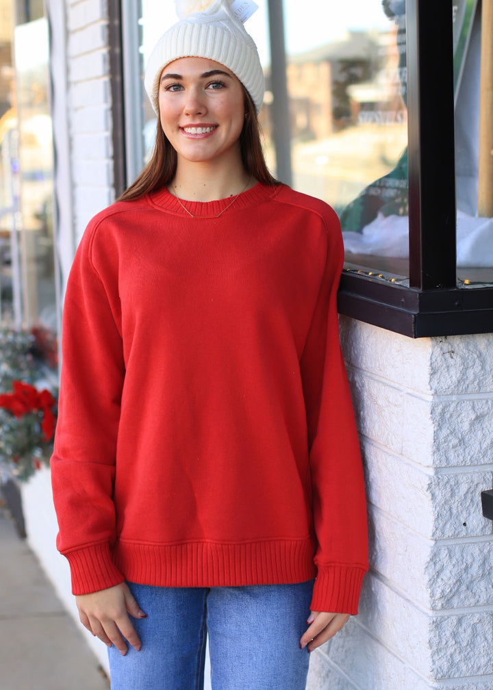 Dupita French Terry Crewneck in Red