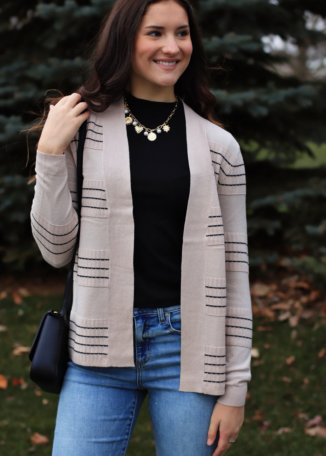 Stitched Cardigan in Oatmeal