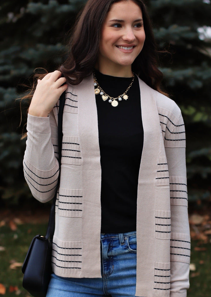 Stitched Cardigan in Oatmeal