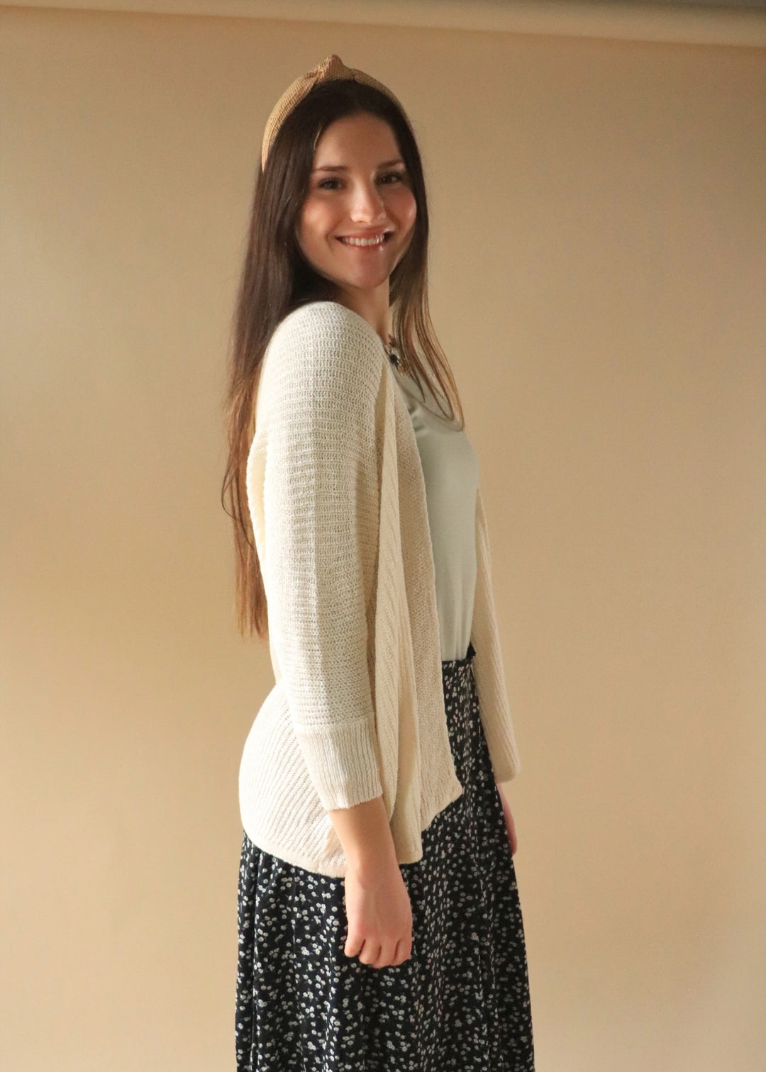 Dolman Open Front Cardigan in Ivory