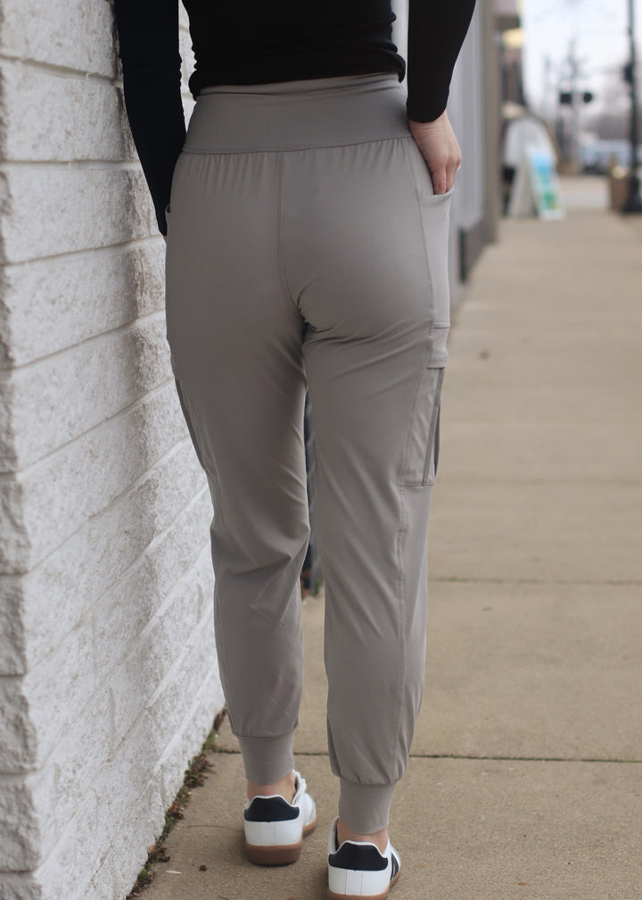 Butter Soft Joggers w/ Side Pockets in Stone Taupe