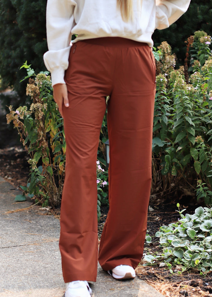 CLEARANCE FINAL SALE  Stretch Woven Straight Pants in Copper