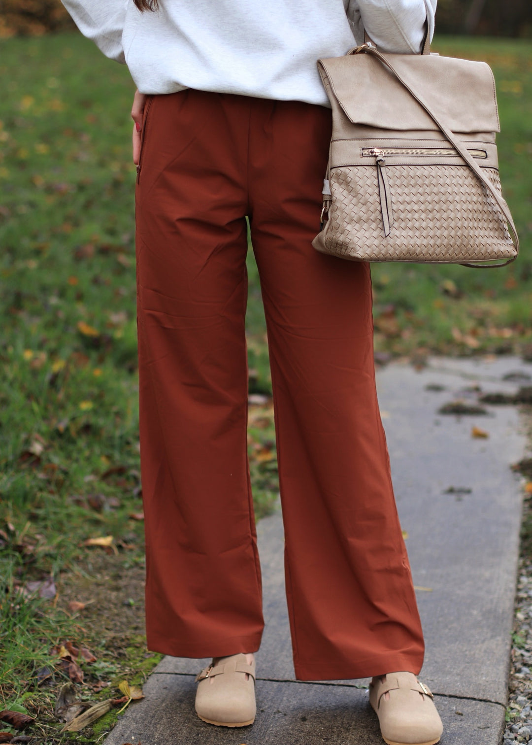 CLEARANCE FINAL SALE  Stretch Woven Straight Pants in Copper