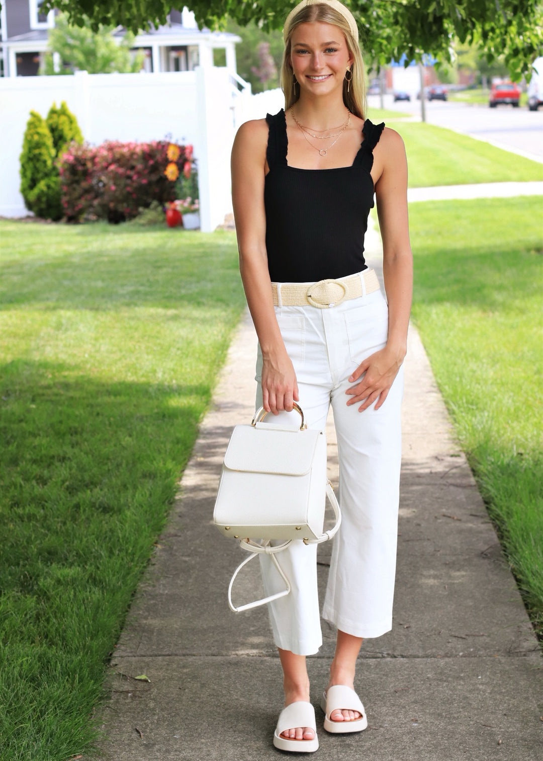 CLEARANCE FINAL SALE  Darcy Cropped Summer Pants in Off White