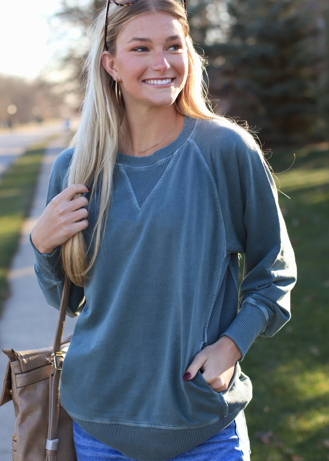 Pocket Pullover in Ash Jade